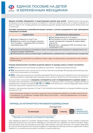 Единое пособие на детей и беременным женщинам
